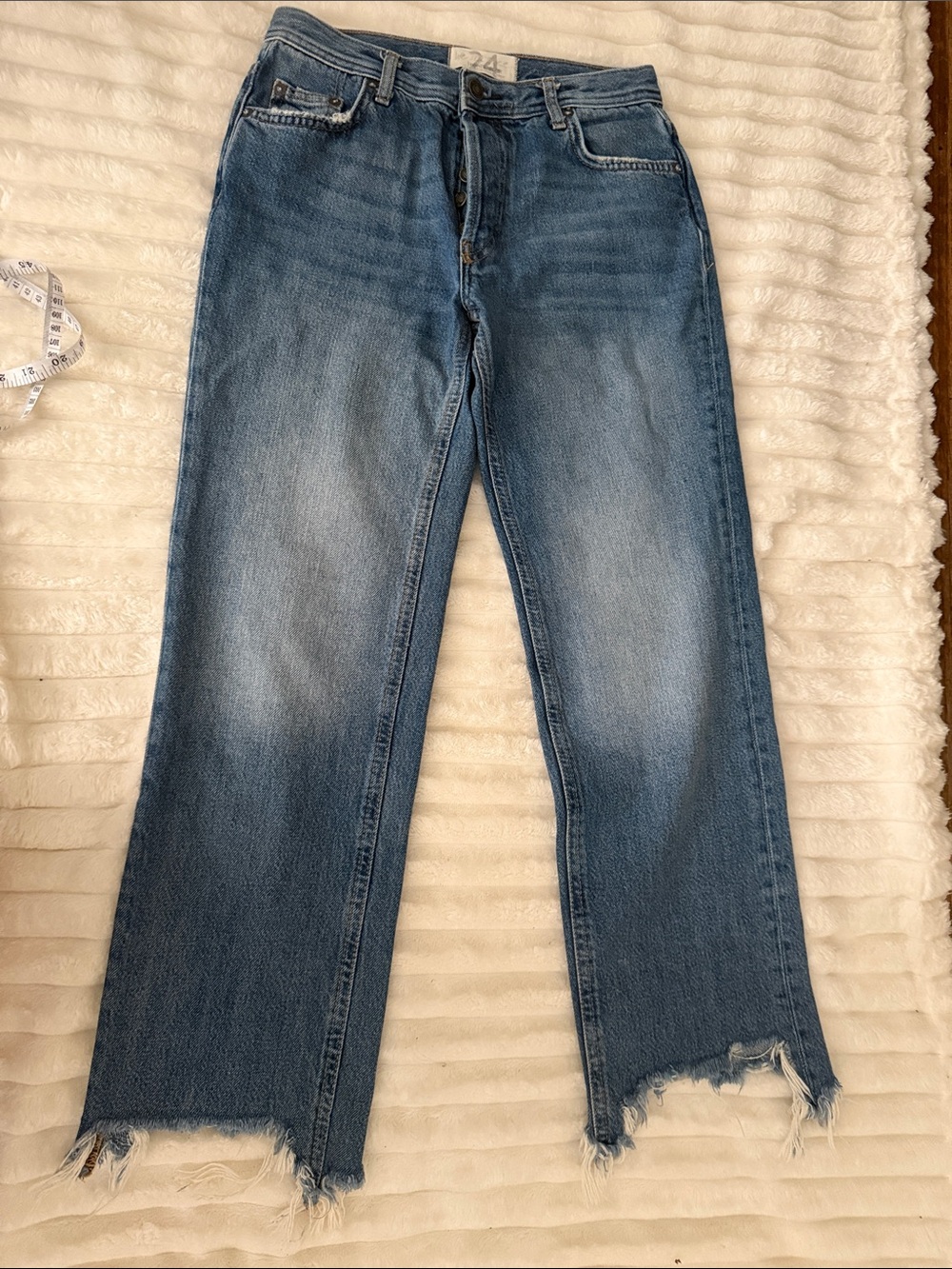 We The Free Medium Blue Straight-Leg Jeans with Raw Hem